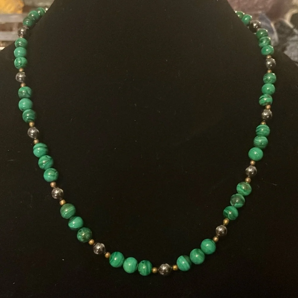 Vintage Malachite & Hematite necklace - Picture 1 of 4